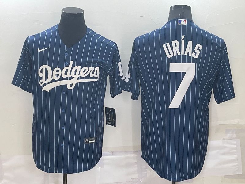 Men Los Angeles Dodgers #7 Urias Blue Stripe Throwback Nike 2022 MLB Jersey
